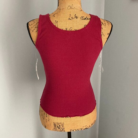 No Boundaries NWT Tank Top Women Size Small Maroon Buttons - Picture 2 of 10